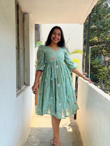 Exceptional Sky Blue Lightweight Cotton Kurti with Lining for Office Wear Western Ladies Top Wholesale