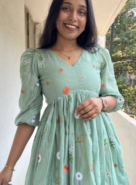 Exceptional Sky Blue Lightweight Cotton Kurti with Lining for Office Wear Western Ladies Top Wholesale