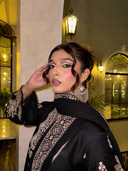 Exclusive Black French Crepe 3 Piece Suit Set with Heavy Zari Embroidery For Festival Ready To Wear Collection