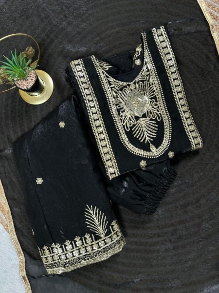 Designer Black Kids Suit Set with Sequins Embroidery for Party Wear Girls Wear