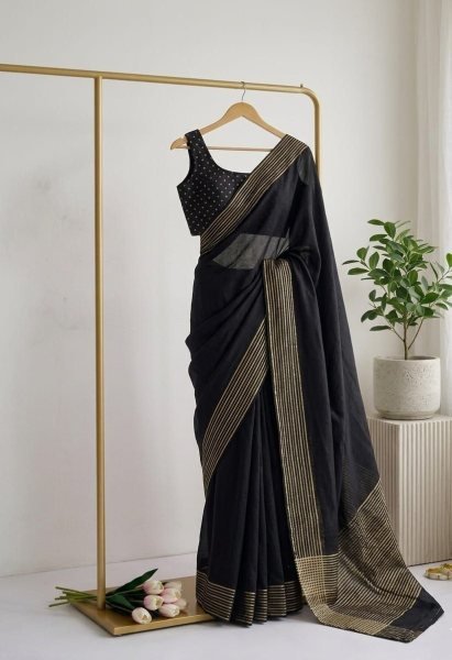 Exclusive Black Pure Ho Silk Saree with Zari Border and Rich Pallu for Wedding Wear Silk Sarees Wholesale