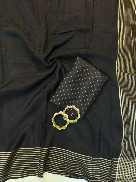 Exclusive Black Pure Ho Silk Saree with Zari Border and Rich Pallu for Wedding Wear Silk Sarees Wholesale