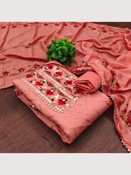 Exclusive Chanderi Silk Dress Material For Women Color Set Matching Dress Material Wholesale