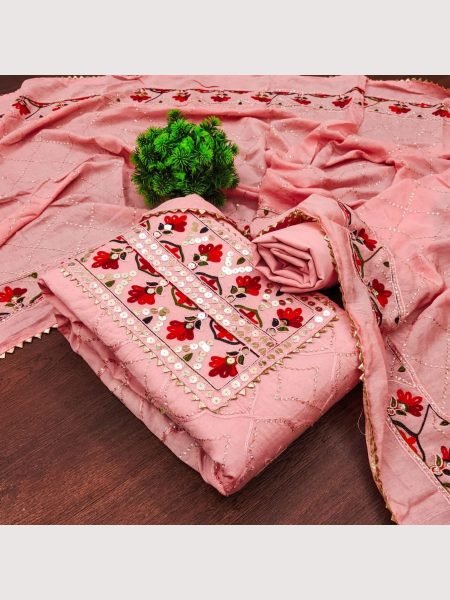 Exclusive Chanderi Silk Dress Material For Women Color Set Matching Dress Material Wholesale