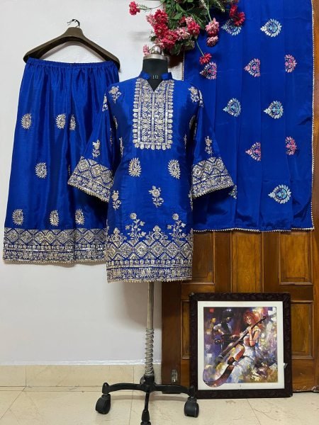 Exclusive Chinon Kurti Palazzo Set for Womens Wear Wholesale Collection by Trusted Indian Clothing Wholesaler Ready To Wear Collection