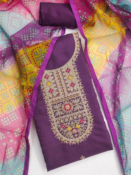 Exclusive  Cording Work Romal Silk Suit with Heavy Dal Santoon Bottom and Organza Dupatta at Wholesale Rates Collection for Indian Buyers Color Set Matching Dress Material Wholesale