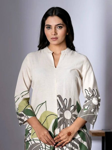 Exclusive Cotton Silk Co ord Set with Modern Floral Digital Design Ready Stock for Export CO ORD Sets