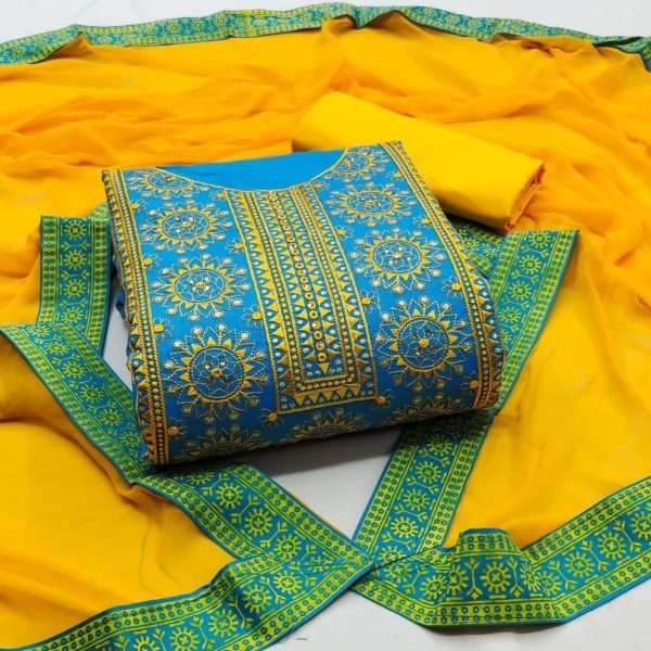 Exclusive Cotton Work Dress Material Suit  For Women Cotton Dress Material