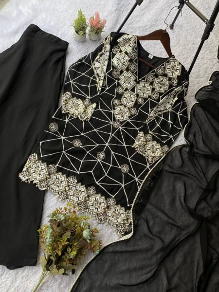 Exclusive Eid 2026 Pakistani Style Georgette Sequence Work Top Palazzo with Dupatta Wholesale Rate Ready To Wear Collection