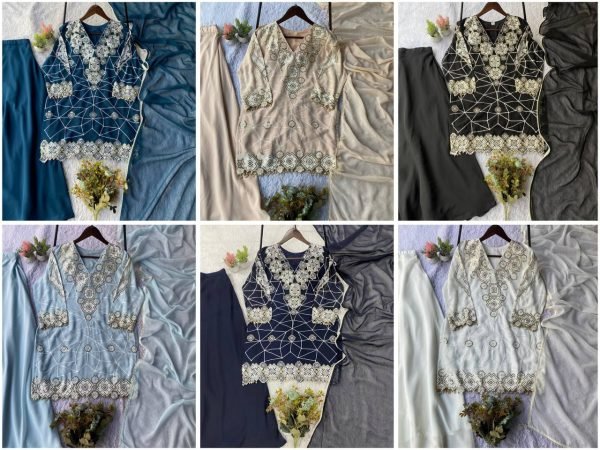 Exclusive Eid 2026 Pakistani Style Georgette Sequence Work Top Palazzo with Dupatta Wholesale Rate Ready To Wear Collection