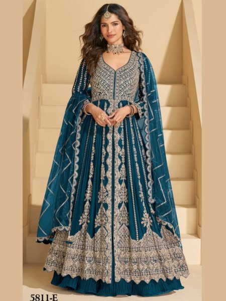 Exclusive Eid Real Chinon Anarkali Lehenga Suit with Full Sequence Work Wholesale Available Salwar Kameez