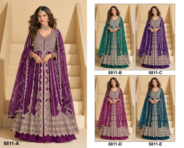 Exclusive Eid Real Chinon Anarkali Lehenga Suit with Full Sequence Work Wholesale Available Anarakali Gown Wholesale