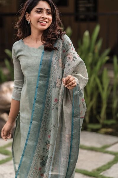 Exclusive Flower Printed Cotton Kurti with Chanderi Dupatta Set for Daily Wear Printed Kurtis