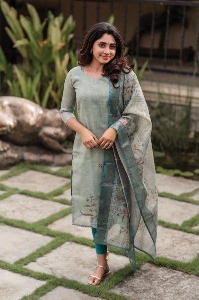 Exclusive Flower Printed Cotton Kurti with Chanderi Dupatta Set for Daily Wear Printed Kurtis