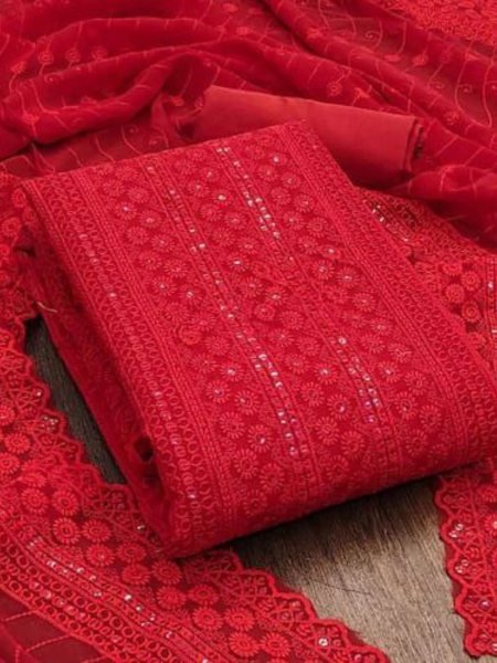 Exclusive Georgette Dress Material with Siffli and Daman Patta Color Set Matching Dress Material Wholesale