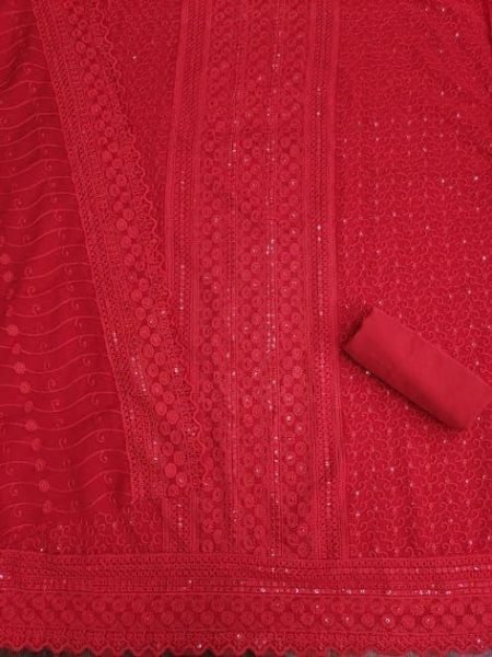 Exclusive Georgette Dress Material with Siffli and Daman Patta Color Set Matching Dress Material Wholesale