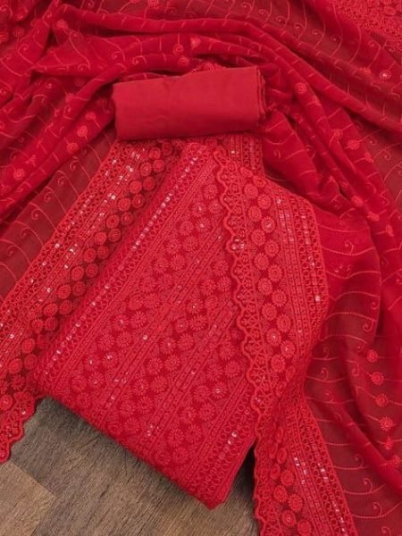 Exclusive Georgette Dress Material with Siffli and Daman Patta Color Set Matching Dress Material Wholesale