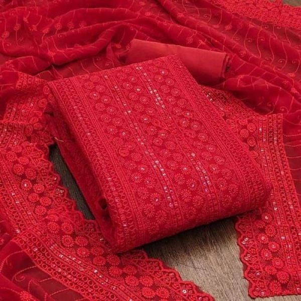 Exclusive Georgette Dress Material with Siffli and Daman Patta Color Set Matching Dress Material Wholesale