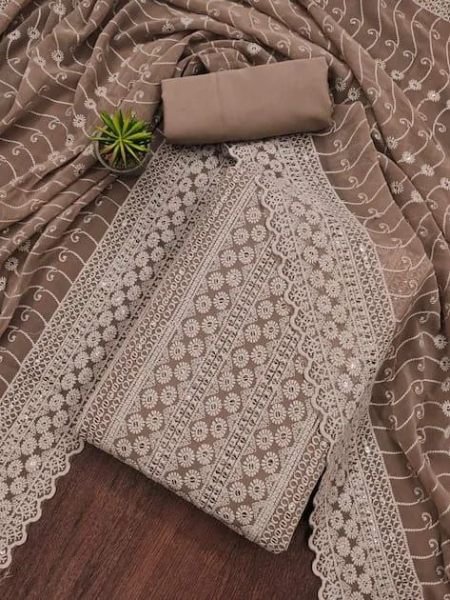 Exclusive Georgette Dress Material with Siffli and Daman Patta Color Set Matching Dress Material Wholesale