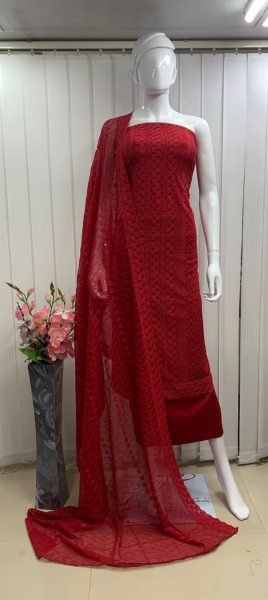 Exclusive Georgette Dress Material with Siffli and Daman Patta Color Set Matching Dress Material Wholesale