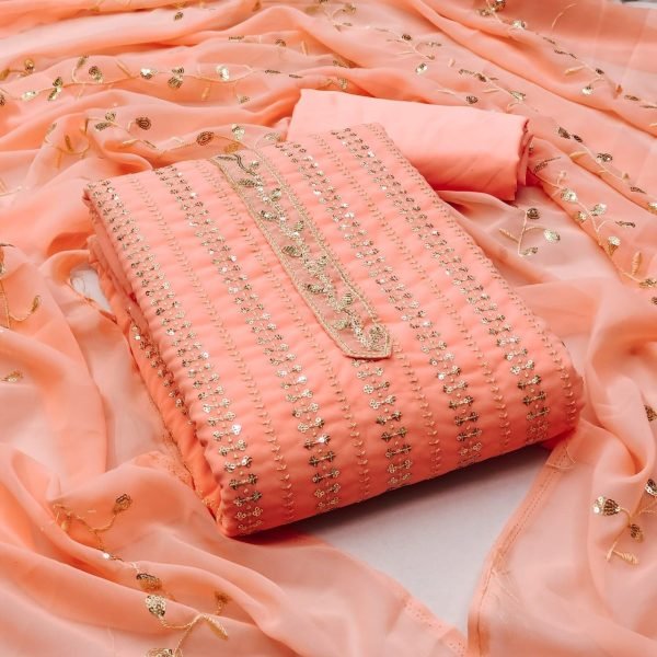 Exclusive Georgette Multi Sequence Dress Material Suit  For Women Punjabi Dress Materials Wholesale