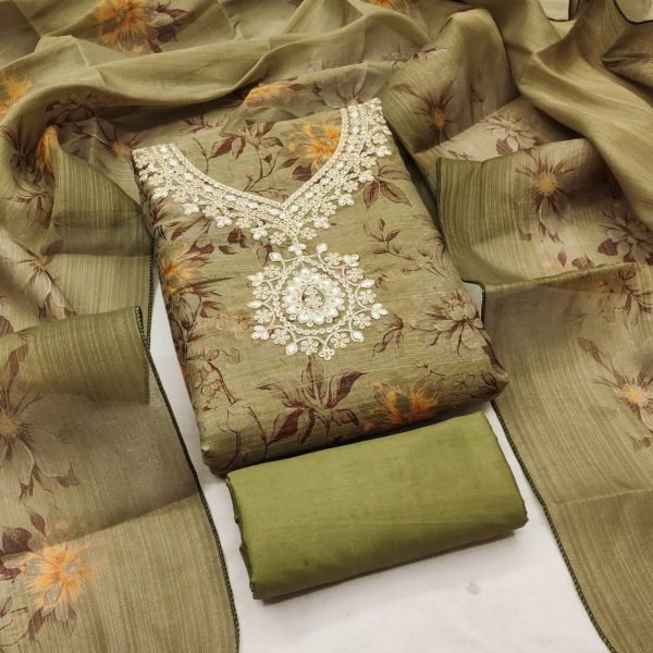 Exclusive Green Digital Print Erode Silk Dress Material for Boutique and Reseller Buyers Punjabi Dress Materials Wholesale