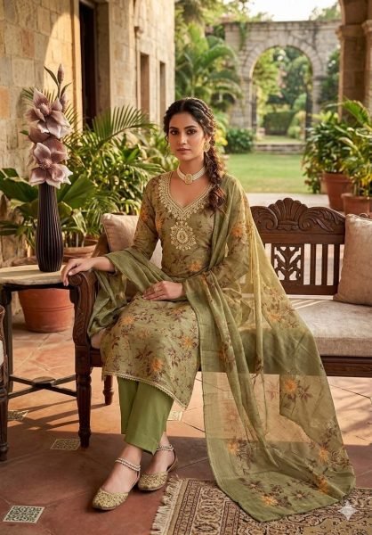 Exclusive Green Digital Print Erode Silk Dress Material for Boutique and Reseller Buyers Punjabi Dress Materials Wholesale
