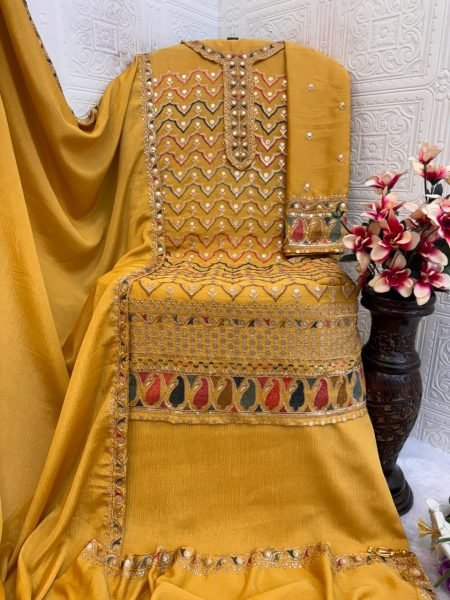 Exclusive Heavy Chinon Embroidery Suit for Women Plus Size Ready to Wear Ethnic Set at Factory Price from Surat Designer Plazzo Salwar Suits Wholesale
