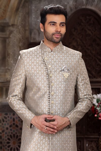 Exclusive Ivory Wedding Indo Western Set with Rich Fabric Look Kurta Pajama Wholesale