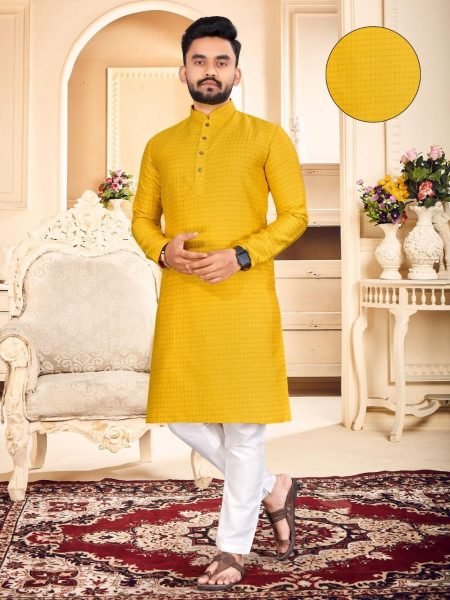  Exclusive Jacquard Silk Mens Kurta Pajama With Buti Work Kurta Pajama Wholesale