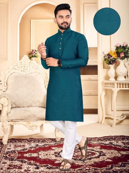  Exclusive Jacquard Silk Mens Kurta Pajama With Buti Work Kurta Pajama Wholesale