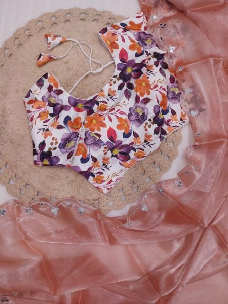 Exclusive Jimmy Choo Saree with Contrast Floral Satin Blouse Wholesale Manufacturer Price JIMMY CHOO SAREE