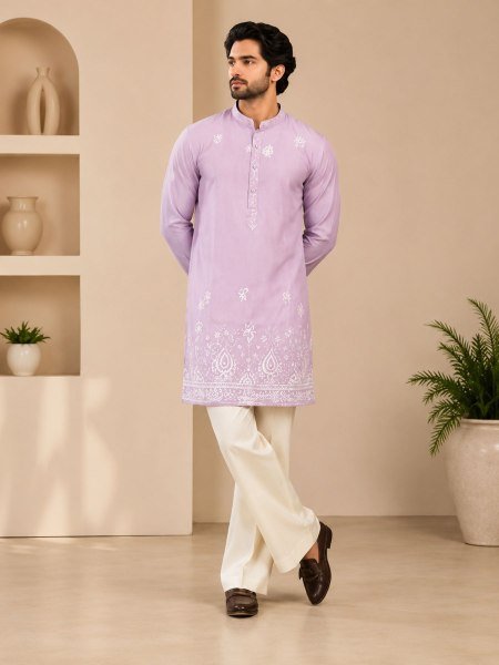 Exclusive Lavender Soft Silk Kurta Pant Collection at Wholesale Rate for Women 