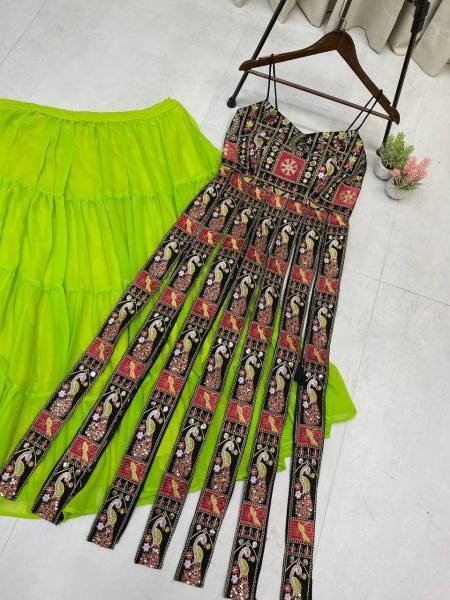 Exclusive Navratri Designer Ruffle Lehenga Choli With Bangalorey Sequence Embroidered Blouse  Navratri Lehnega Choli