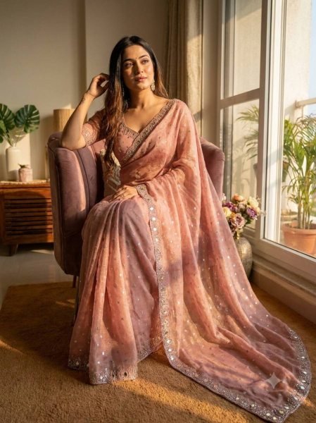 Exclusive Peach Party Wear NC Moss Butti Saree with Shadow Jarkhan Work at Wholesale Rate Designer Wedding Sarees Wholesale