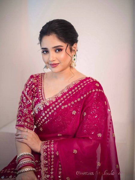 Exclusive Pink Champagne Gold Saree with Red Blouse Designer Party Wear Silk Sarees Wholesale