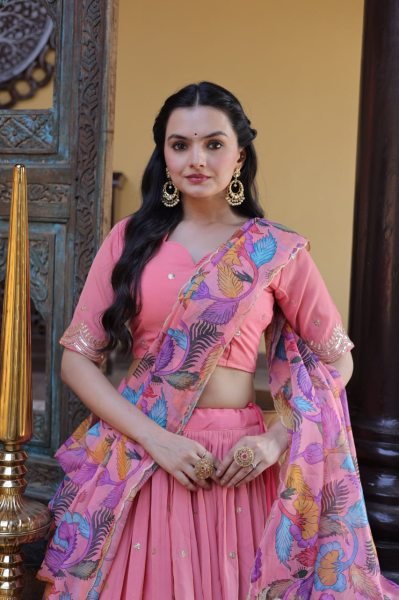 Exclusive Pink Cosmos Silk Lehenga Choli with Zari Sequins Work at Wholesale Rate Designer Lehenga Choli