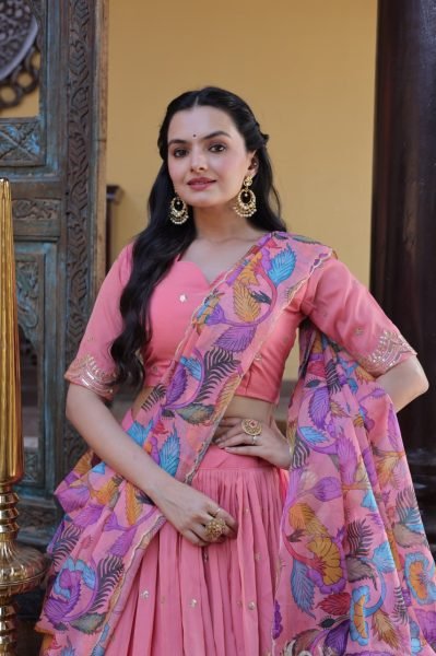 Exclusive Pink Cosmos Silk Lehenga Choli with Zari Sequins Work at Wholesale Rate Designer Lehenga Choli