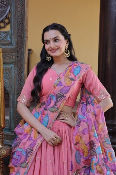 Exclusive Pink Cosmos Silk Lehenga Choli with Zari Sequins Work at Wholesale Rate Designer Lehenga Choli