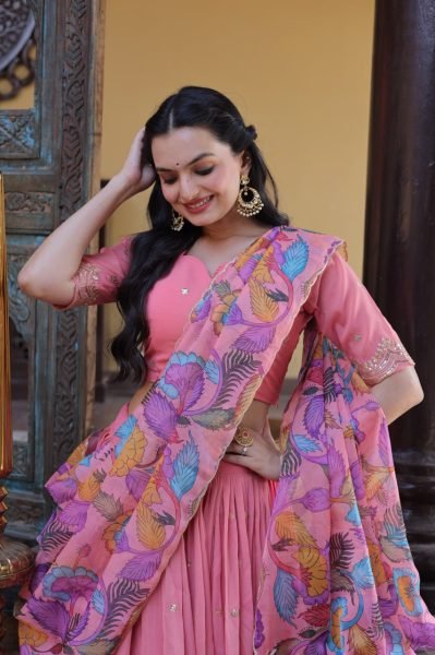 Exclusive Pink Cosmos Silk Lehenga Choli with Zari Sequins Work at Wholesale Rate Designer Lehenga Choli