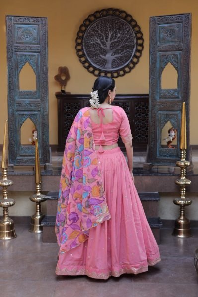 Exclusive Pink Cosmos Silk Lehenga Choli with Zari Sequins Work at Wholesale Rate Designer Lehenga Choli