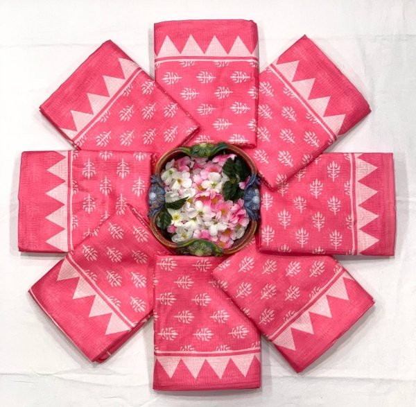 Exclusive Pink Cotton Kota Check Digital Printed Saree with Rich Pallu for Festival Printed Cotton Sarees Wholesale