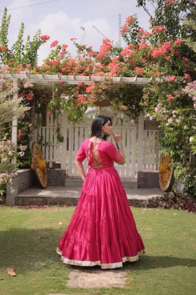 Exclusive Pink Kora Cotton Lehenga with Designer Kutchi Patchwork Blouse Navratri Lehnega Choli