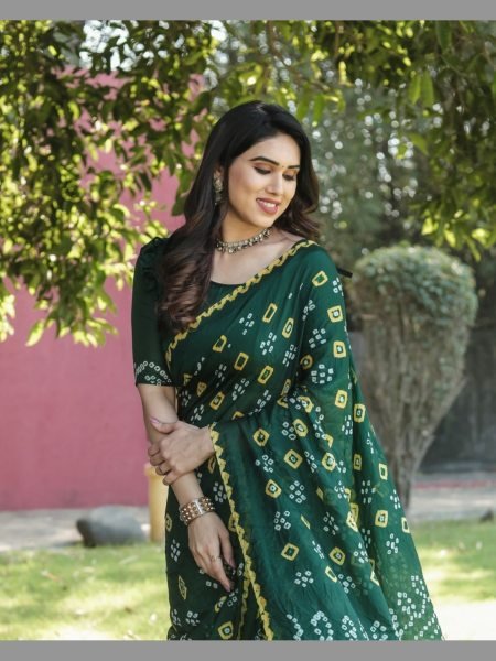 Exclusive Pure Bandhej silk saree  with Zari Weaving  Bandhej Sarees Wholesale