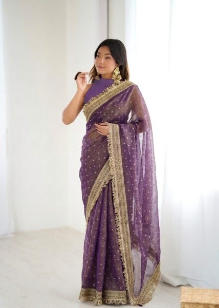 Exclusive Purple Boutique Collection Fancy Border Saree at Wholesale Rate Silk Sarees Wholesale