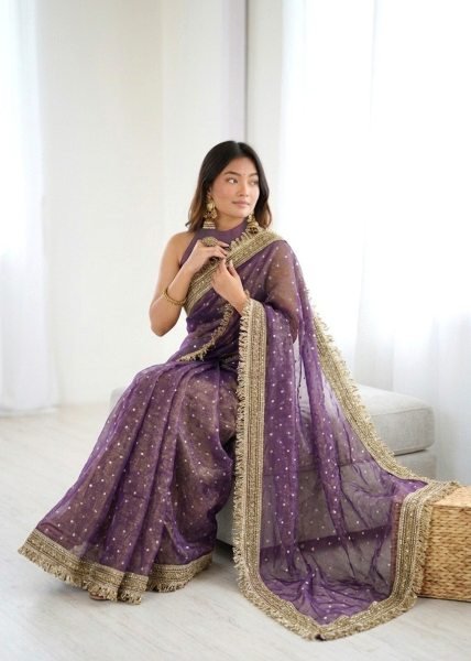 Exclusive Purple Boutique Collection Fancy Border Saree at Wholesale Rate Silk Sarees Wholesale