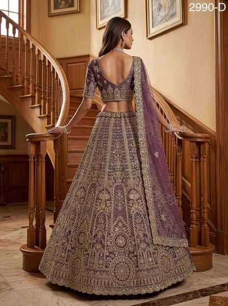 Exclusive Purple Bridal Net Lehenga with Heavy Embroidery Work Bridal Lehenga Choli