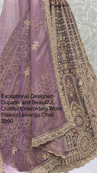 Exclusive Purple Bridal Net Lehenga with Heavy Embroidery Work Bridal Lehenga Choli