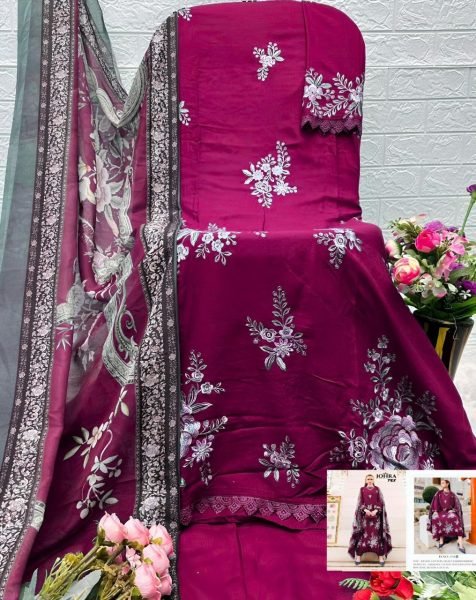 Exclusive Purple Rayon Cotton Kurti Pant Dupatta Set for Daily Wear Pakistani Suits Wholesale