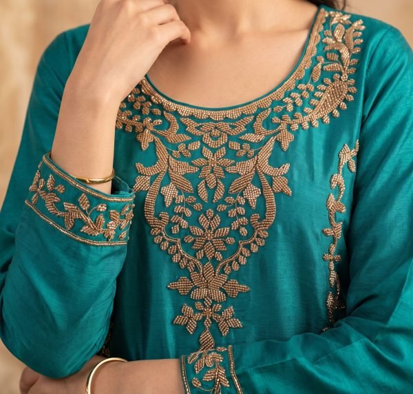 Exclusive Rama Premium Chinnon Beads Work Kurti Pant Dupatta Set at Manufacturer  Designer Plazzo Salwar Suits Wholesale